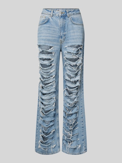 Review Straight Leg Jeans im Destroyed-Look Hellblau 2