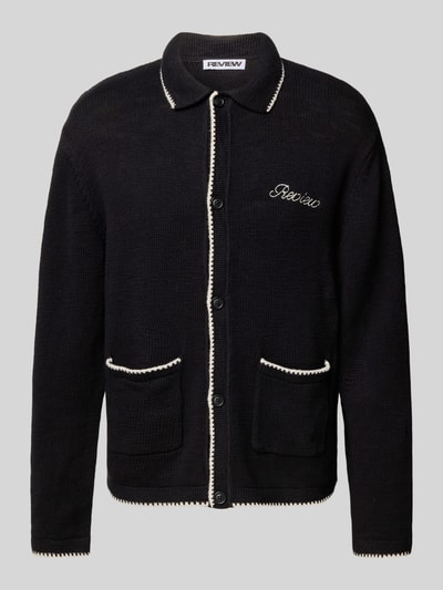 REVIEW Strickjacke mit Umlegekragen und Knopfleiste Black 2