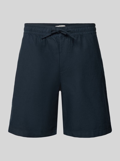 Produktfoto, Relaxed Fit Chinoshorts aus Baumwoll-Leinen-Mix von Pepe Jeans, granatowy, jednolity, elastyczny pas ze sznurkiem, kieszenie boczne i pasplowane, label patch, materiał gładki