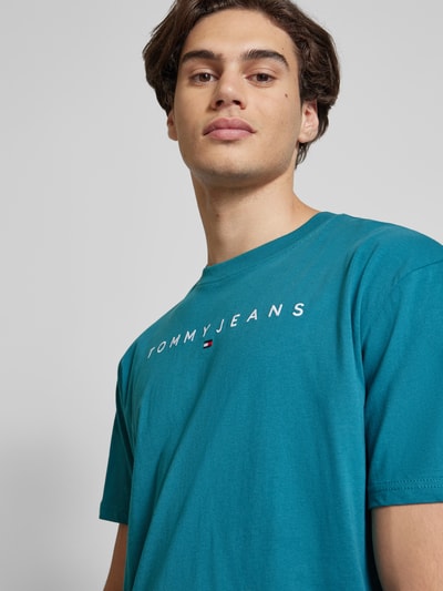 Tommy Jeans Regular fit T-shirt met labelstitching Petrol - 3