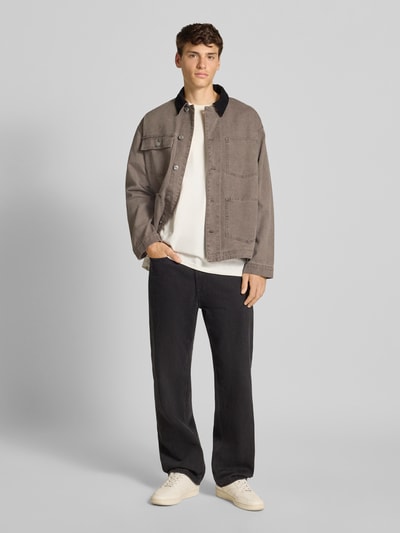 REVIEW Jeansjacke mit Kentkragen Dunkelbraun 1