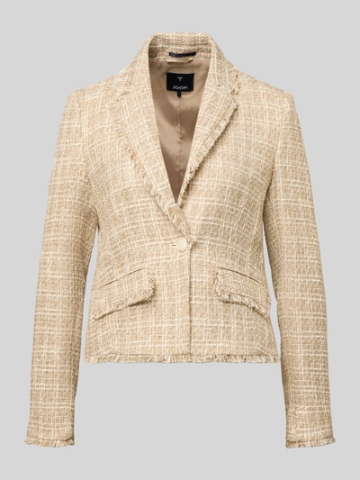 Produktfoto, Regular Fit Blazer mit Fransen Modell 'Julice' von JOOP! in Beige mit Reverskragen, Knopfverschluss und Pattentaschen, Material-Mix