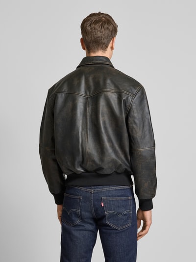 THE KOOPLES Leren blouson met klepzakken, model 'CUIR' Donkerbruin - 5