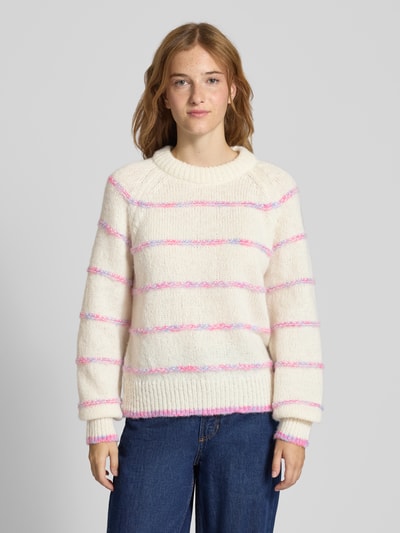 Pieces Regular Fit Strickpullover mit Raglanärmeln Modell 'NELIA' Offwhite 4