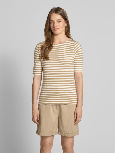 s.Oliver RED LABEL Slim fit gebreid shirt van puur katoen Zand - 4