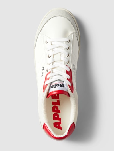 MoEa Sneakery sznurowane z detalami z logo Biały 4