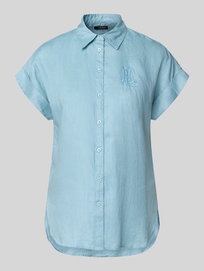 Produktfoto, Relaxed Fit Hemdbluse aus reinem Leinen von Lauren Ralph Lauren in Optik: Unifarben, Flammgarn-Textur, Kurzarm, Hemdkragen, Knopfleiste.