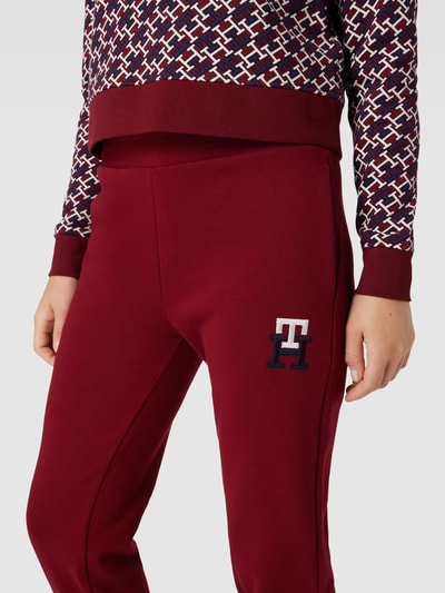 Tommy Hilfiger Spodnie dresowe z wyhaftowanym logo Bordowy 3