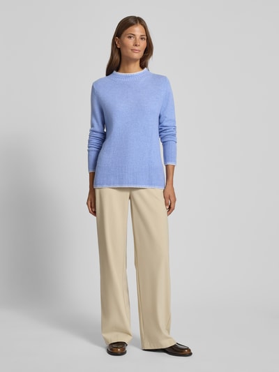 Christian Berg Woman Regular Fit Longsleeve aus reiner Wolle in Strick-Optik Jeansblau 1