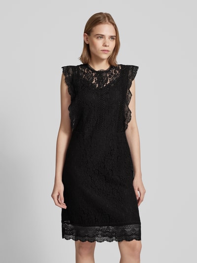 Only Knielanges Kleid in unifarbenem Design mit Spitze Black 4
