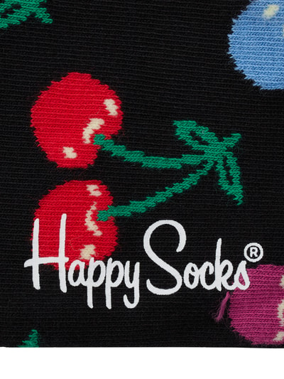 Happy Socks Sokken met all-over motief, model 'CHERRY' Zwart - 2