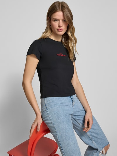 Review T-Shirt mit Statement-Stitching Black 3