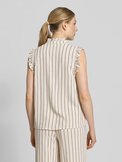 Selected Top o kroju regular fit z domieszką lnu model 'VIVA' Szarobrązowy 5