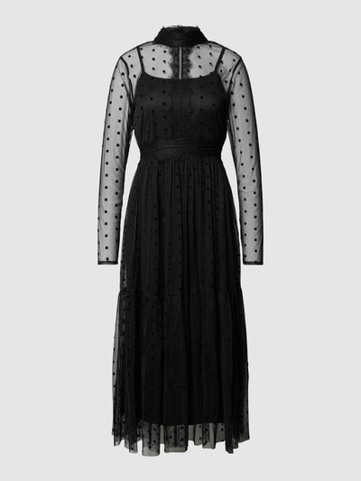 LACE & BEADS Cocktailkleid in semitransparentem Design mit Stehkragen Black 2