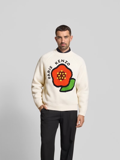 Kenzo Wollpullover in Strick-Optik Offwhite 4