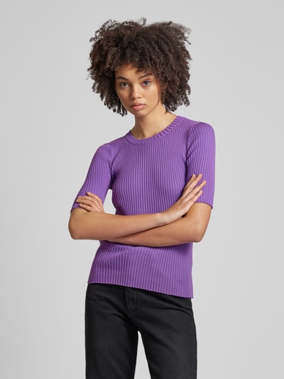 Marc O'Polo DENIM Strickshirt in Ripp-Optik Lila 4