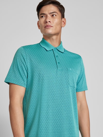 RAGMAN Regular Fit Poloshirt mit Allover-Muster Tuerkis 3