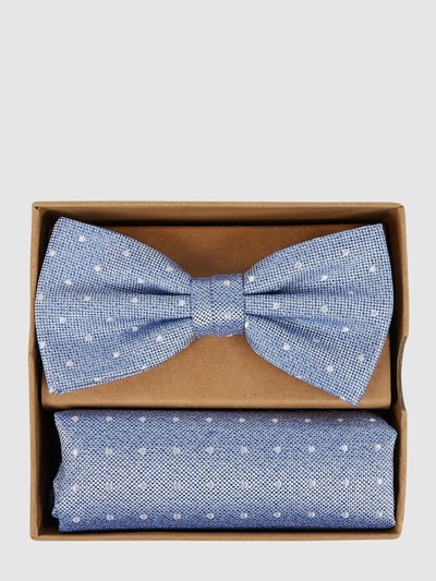 Prince Bowtie Fliege und Einstecktuch im Set  Blau 1