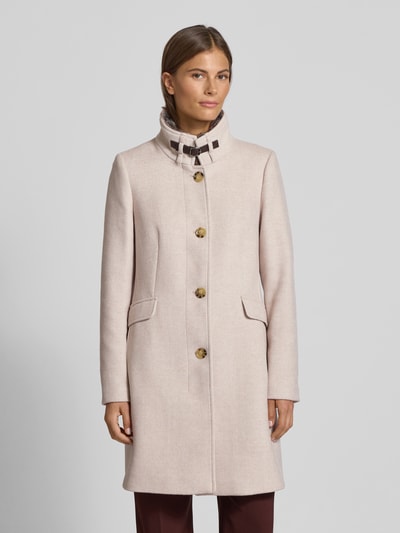 Christian Berg Woman Selection Regular fit lange jas met wol Zand gemêleerd - 4