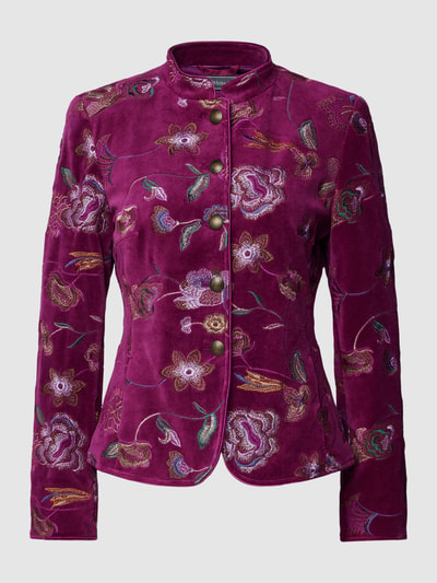 WHITE LABEL Blazer met opstaande kraag en bloemenstitching Bordeaux - 2