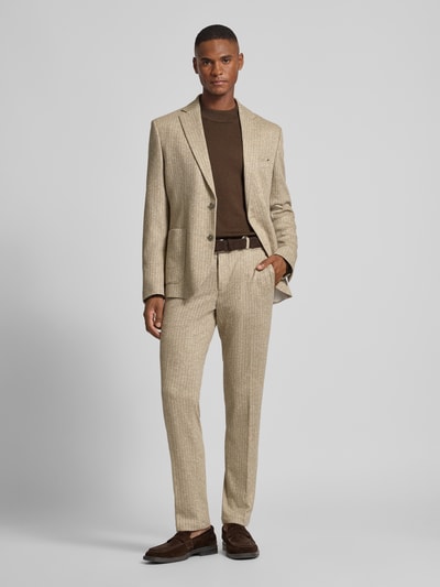 Zuitable 2-knoops colbert met linnen Beige - 1