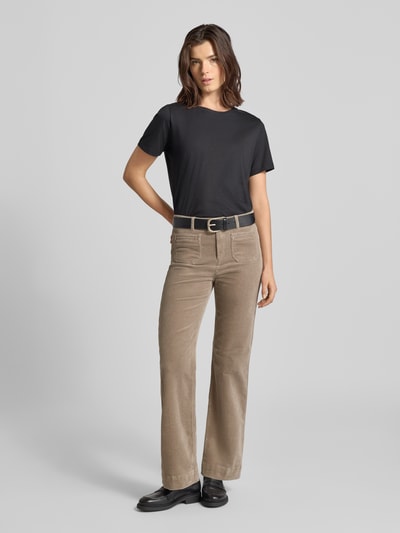 Christian Berg Woman Wide leg corduory broek met achterzakken Steengrijs - 1