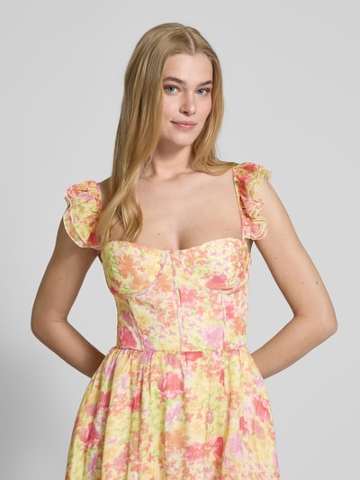 ADLYSH Cocktailkleid mit Volantärmel Hellgelb 3