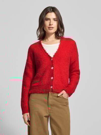 Rich & Royal Strickjacke mit V-Ausschnitt und Knopfleiste Rot 4