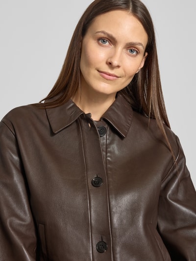 Marc O'Polo Regular Fit Lederjacke aus echtem Lammleder Dunkelbraun 3
