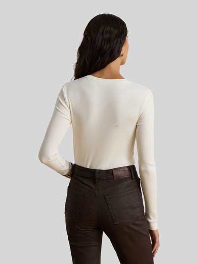 Lauren Ralph Lauren Slim fit shirt met lange mouwen van mix van katoen en modal Ecru - 5