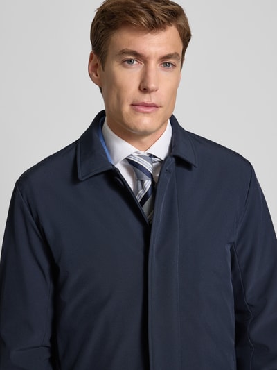 Matinique Lange jas met blinde knoopsluiting, model 'Philman' Marineblauw - 3