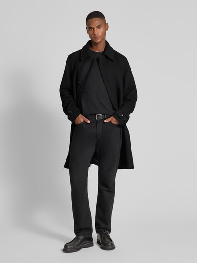 BOSS Orange Regular fit lange wollen jas met platte kraag, model 'OCOZIER' Zwart - 1