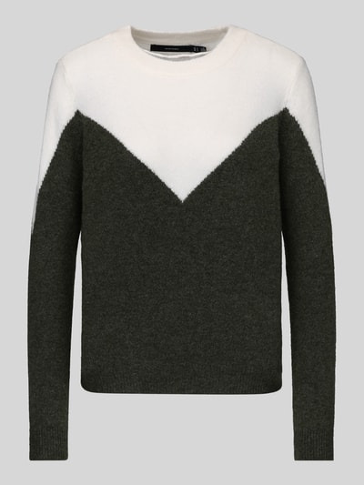 VERO MODA sweter krój regular fit z dodatkiem wełny model 'PLAZA' Ciemnozielony 2