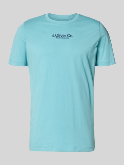 Produktfoto, Regular Fit T-Shirt aus reiner Baumwolle von s.Oliver RED LABEL, jasnoniebieskie, jednolity kolor, krój regular fit, krótki rękaw, okrągły dekolt, bawełna, nadruk z logo, struktura jersey