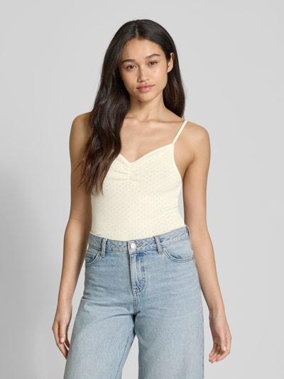 Only Slim fit top met bandjes van puur katoen, model 'CARLOTTA' Offwhite - 4