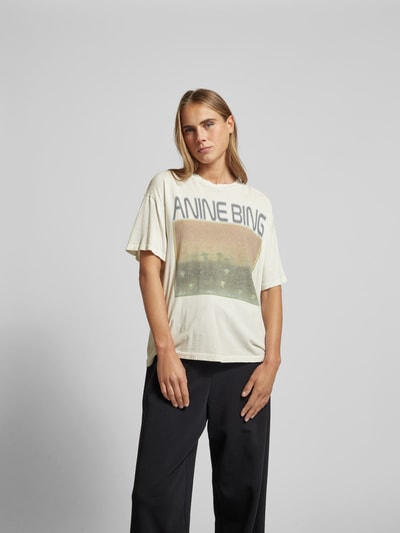 Anine Bing Oversized T-Shirt mit Label-Print Offwhite 4