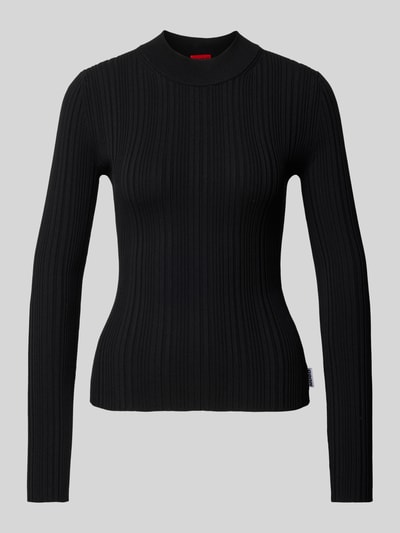 HUGO Gebreide pullover met structuurmotief, model 'Sarphammy' Zwart - 2