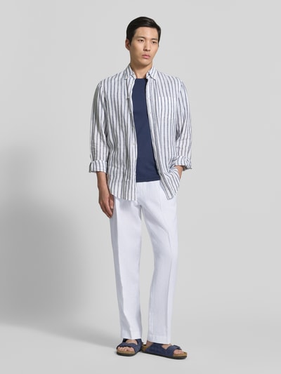 Jake*s Studio Men Straight Fit Leinenhose mit Bügelfalten Weiss 1