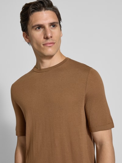 Tiger Of Sweden Bluzka z dzianiny z wełny z okrągłym dekoltem model ‘Connor’ Średniobrązowy 3