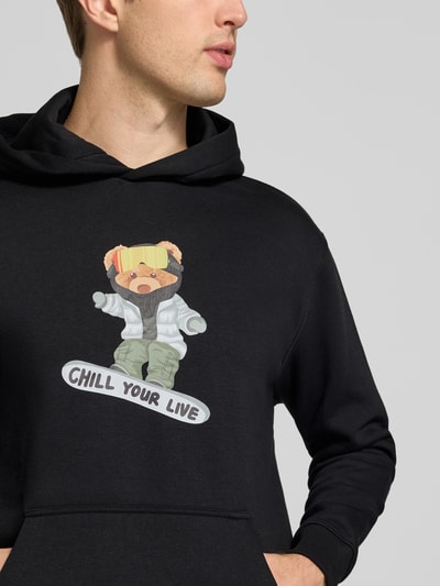 CHILL PILL Relaxed Fit Hoodie aus Baumwoll-Mix mit Motiv-Print Black 3
