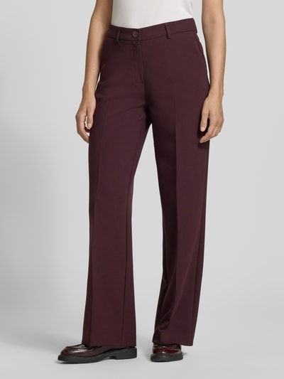 More & More Straight fit bandplooibroek met viscose Bordeaux - 4