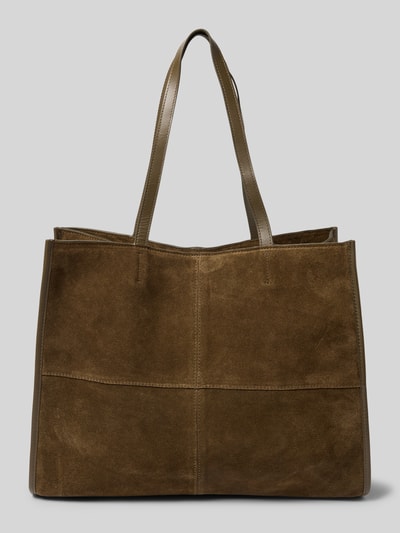 Mango Tote Bag aus echtem Leder Khaki 2