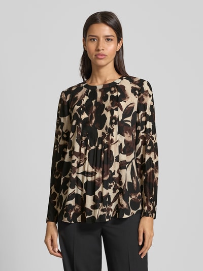 Betty Barclay Regular Fit Bluse mit Plisseefalten Dunkelbraun 4