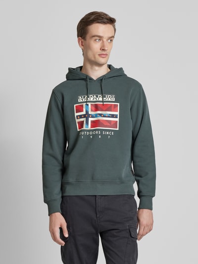 Napapijri Hoodie mit Label-Print Modell 'BIG FLAG' Khaki 4