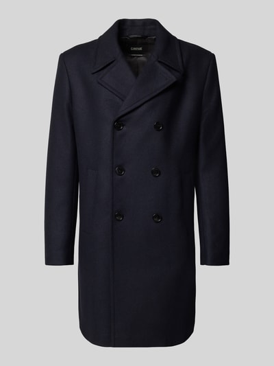 Cinque Lange jas met reverskraag, model 'VALED' Marineblauw - 2