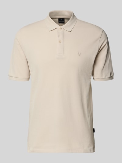 Produktfoto, Slim Fit Poloshirt mit Stitching von Jack & Jones Premium, bawełna, krój slim fit, kolor beżowy, długość tyłu w rozmiarze M: 70 cm