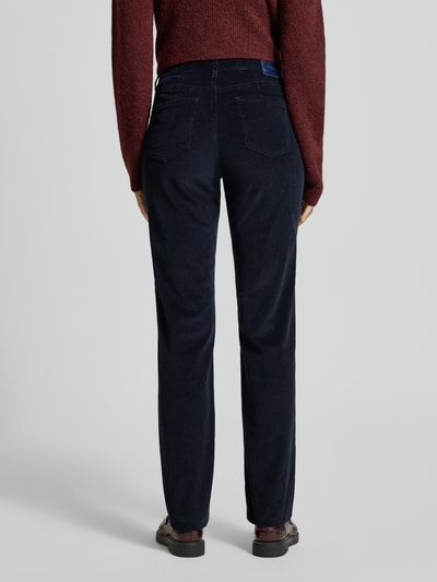 Brax Slim fit corduroy broek in 5-pocketmodel, model 'Carola' Marineblauw - 5