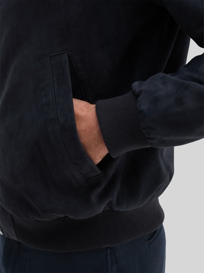 Marc O'Polo Regular Fit Lederjacke aus echtem Ziegenvelours Marine 3
