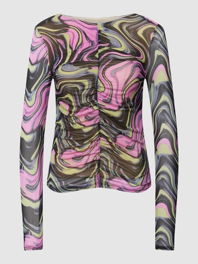 mbyM Shirt met lange mouwen en grafisch all-over motief, model 'Jeevan' Roze - 2