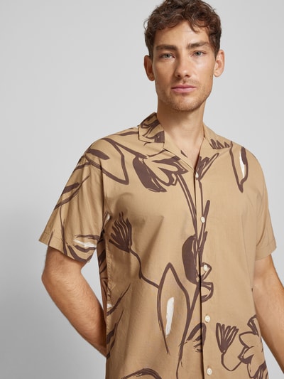 Jack & Jones Premium Regular Fit Freizeithemd mit 1/2-Arm Modell 'BLAPALMA' Taupe 3